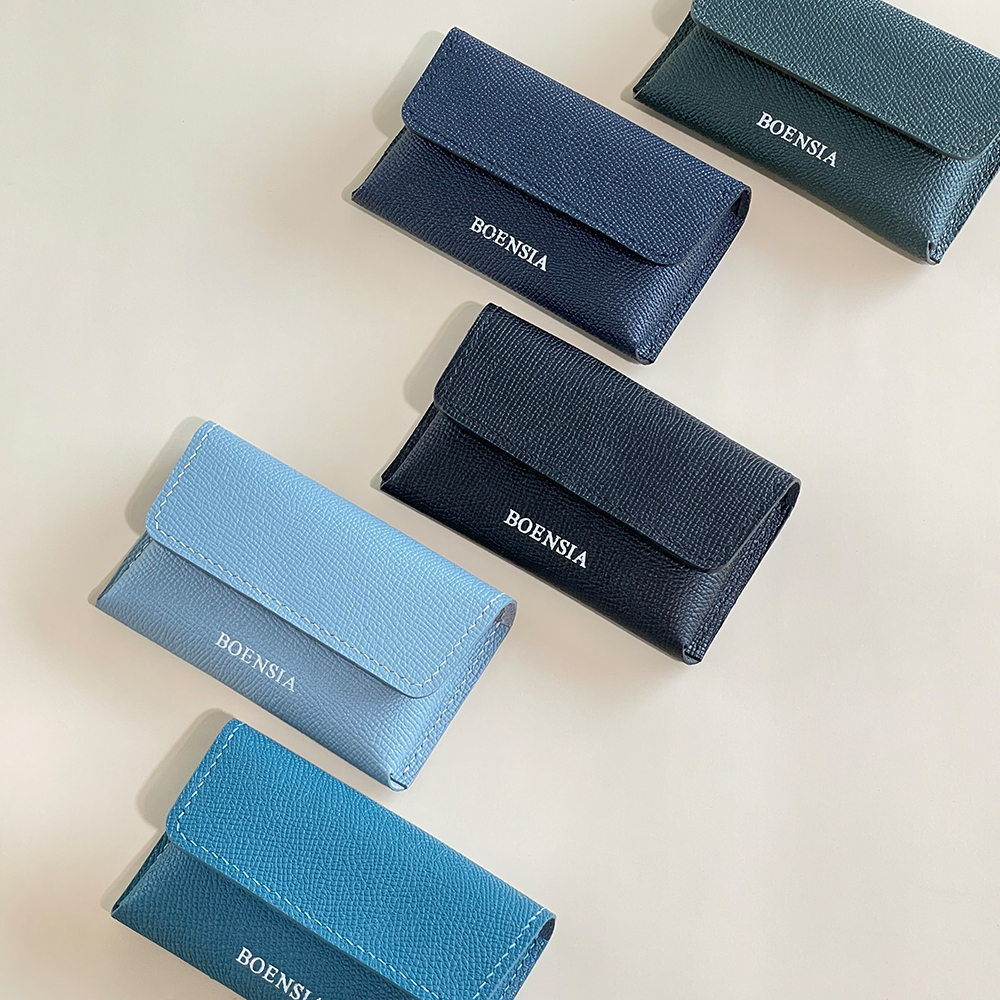 핸드메이드 카드지갑 명함지갑 엡송 가죽 손바느질 수제 이니셜 각인 14color