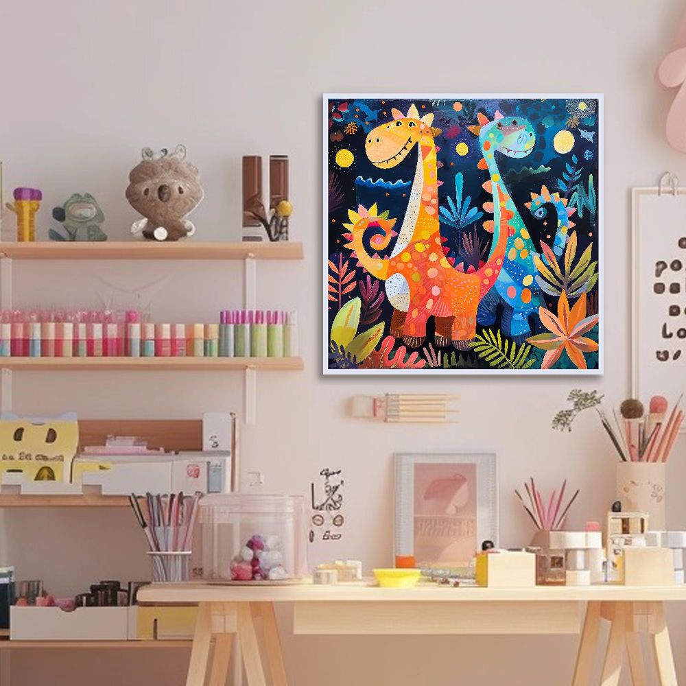 고대지도위공룡 80cm x 80cm 무광오크 알루미늄액자 어린이방 공룡 이미지 6