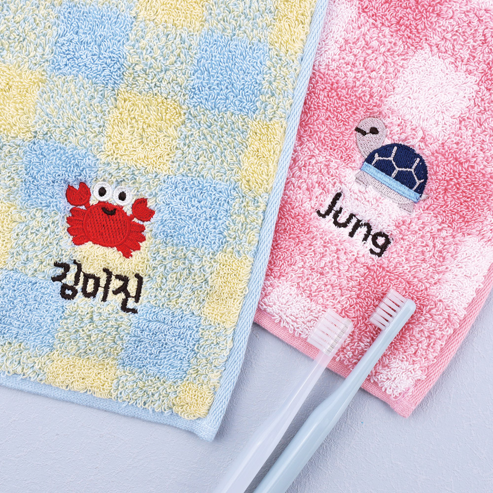 [주문제작]선염수건 송월체크 아쿠아 01 해파리 Blue - 상세 이미지 3