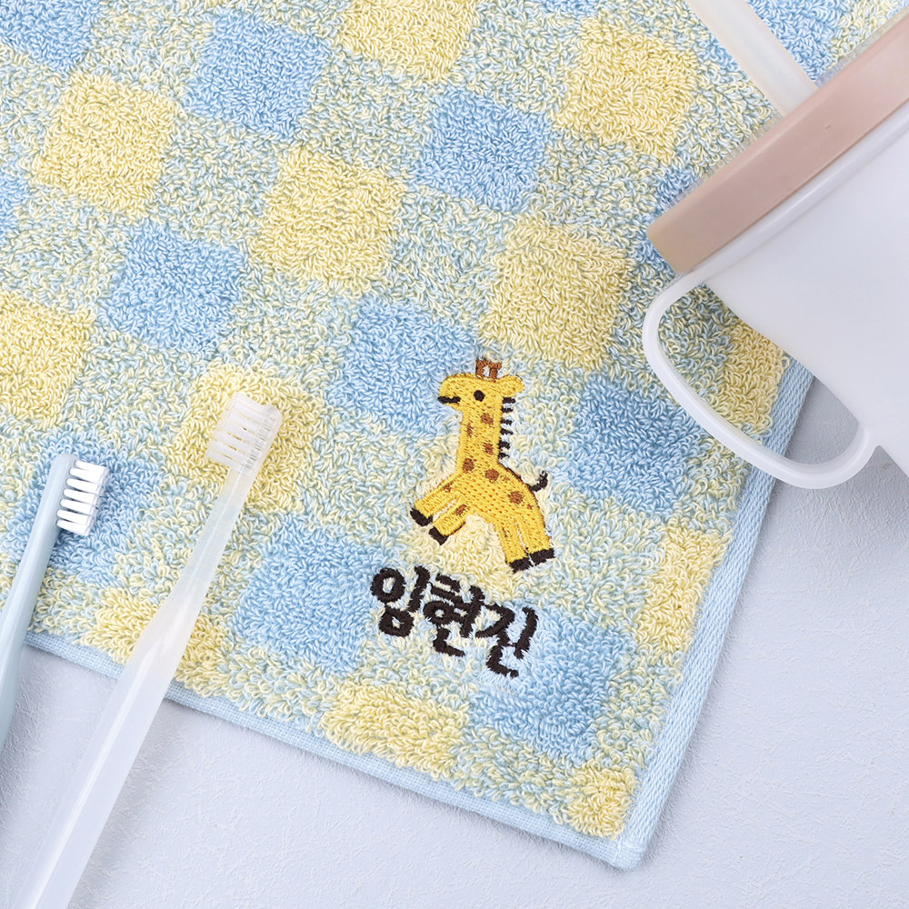 [주문제작]선염수건 송월체크 사바나 01 판다 선염 Blue - 상세 이미지 2