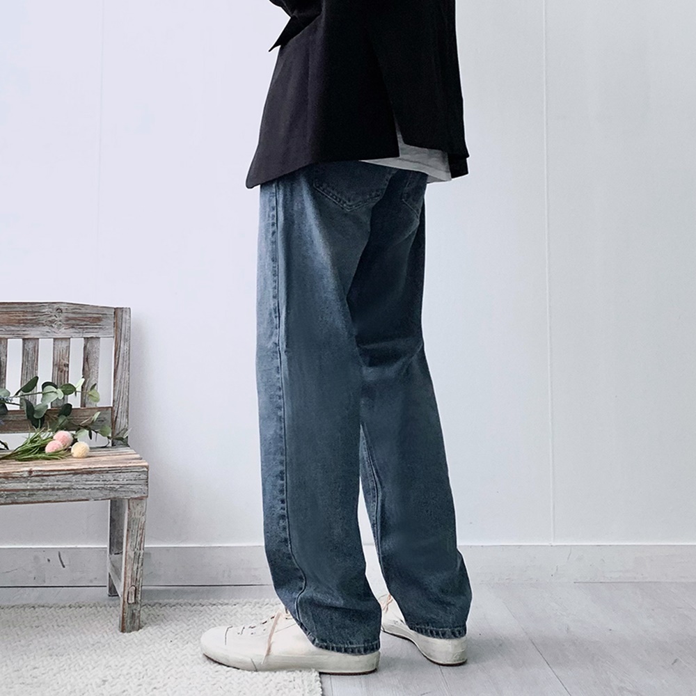 남자와이드청바지 남자블랙진 남자진청바지 - 상세 이미지 5