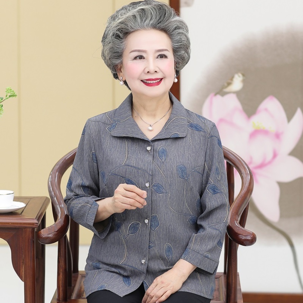 할머니 7부 셔츠 간절기 겉옷 블라우스 빅사이즈 어머니 봄 여름 아우터 상의 의류 10종 - 상세 이미지 4