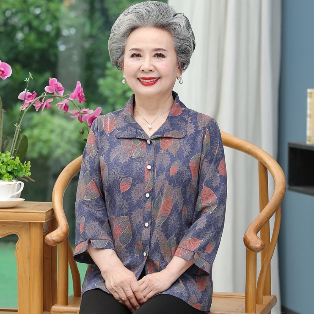 할머니 7부 셔츠 간절기 겉옷 블라우스 빅사이즈 어머니 봄 여름 아우터 상의 의류 10종 - 상세 이미지 3