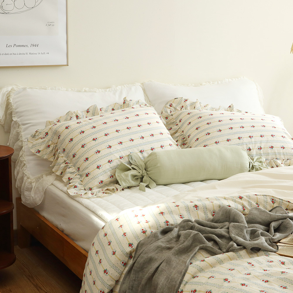 순면 프릴 꽃이불 누빔 이불 커버 이스턴킹 침구 세트