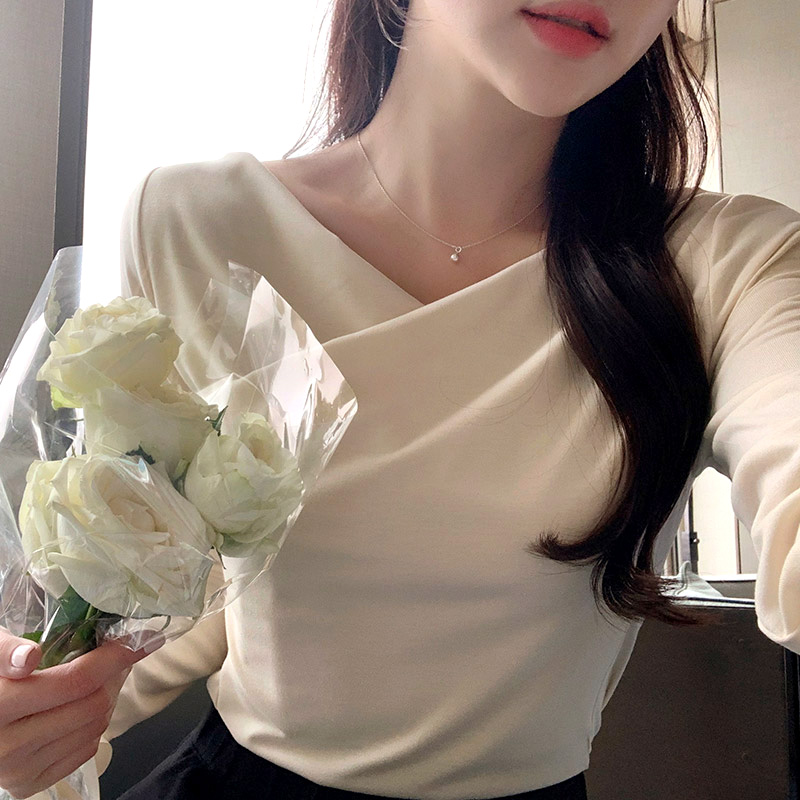 루에느 여리 브이넥 랩 티셔츠 ts4028 - 상세 이미지 5
