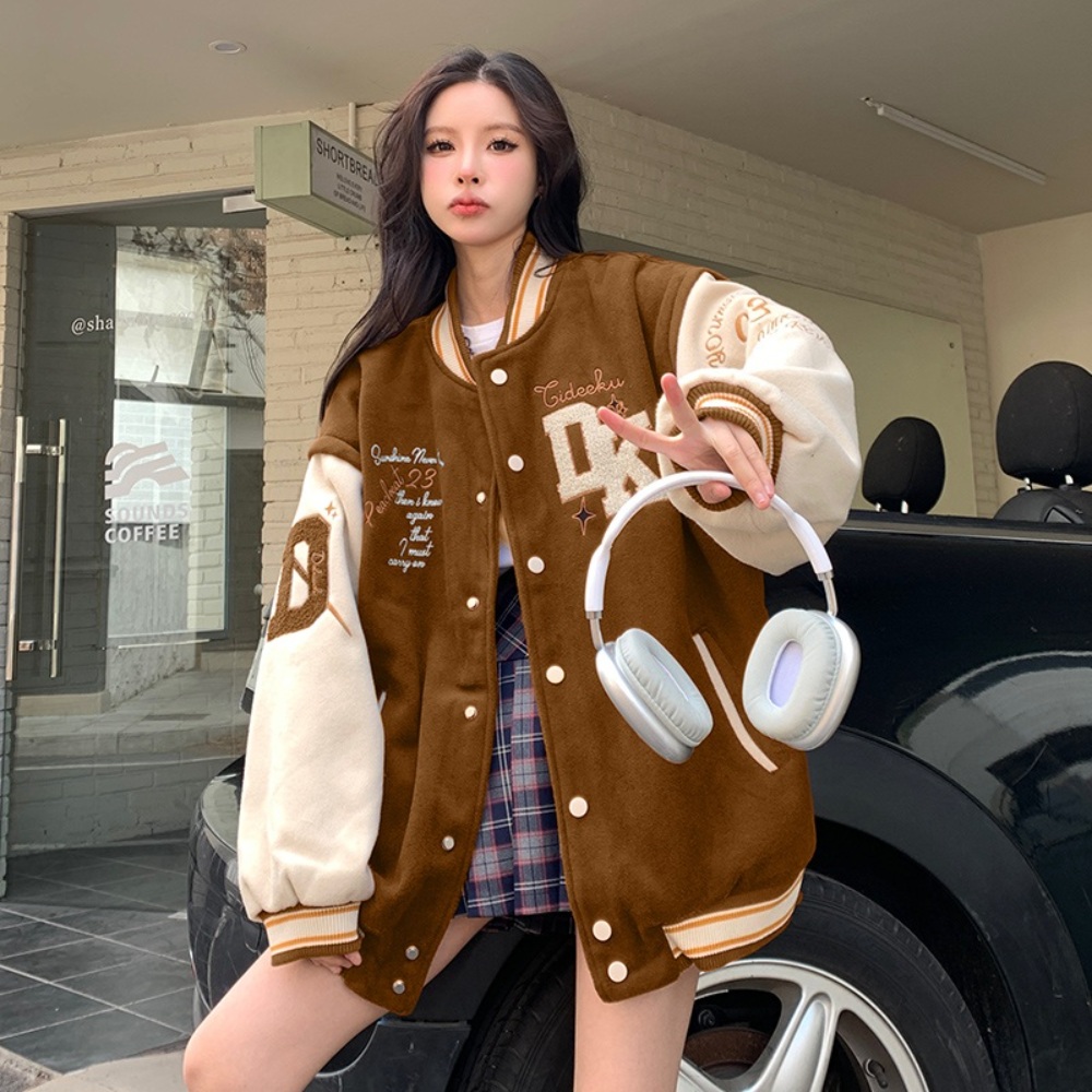 여성 빈티지 빅사이즈 바시티 스테디움 항공 점퍼 잠바 캐주얼 데일리 질좋은 예쁜 4컬러 - 상세 이미지 4