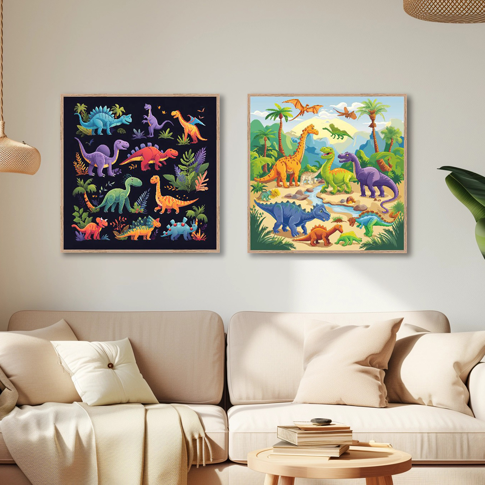 고대지도위공룡 80cm x 80cm 무광오크 알루미늄액자 어린이방 공룡 - 상세 이미지 3