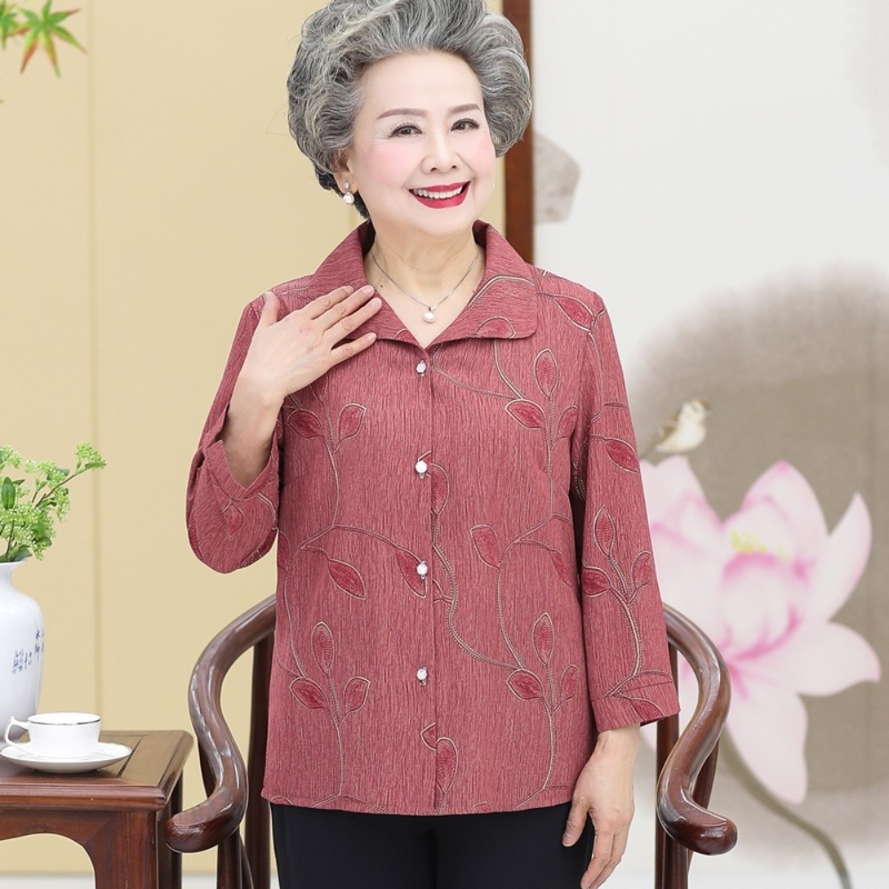 할머니 7부 셔츠 간절기 겉옷 블라우스 빅사이즈 어머니 봄 여름 아우터 상의 의류 10종 - 상품 이미지