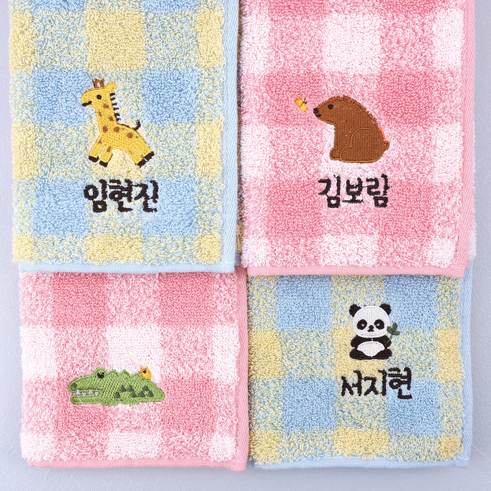 [주문제작]선염수건 송월체크 사바나 01 판다 선염 Blue - 상세 이미지 3