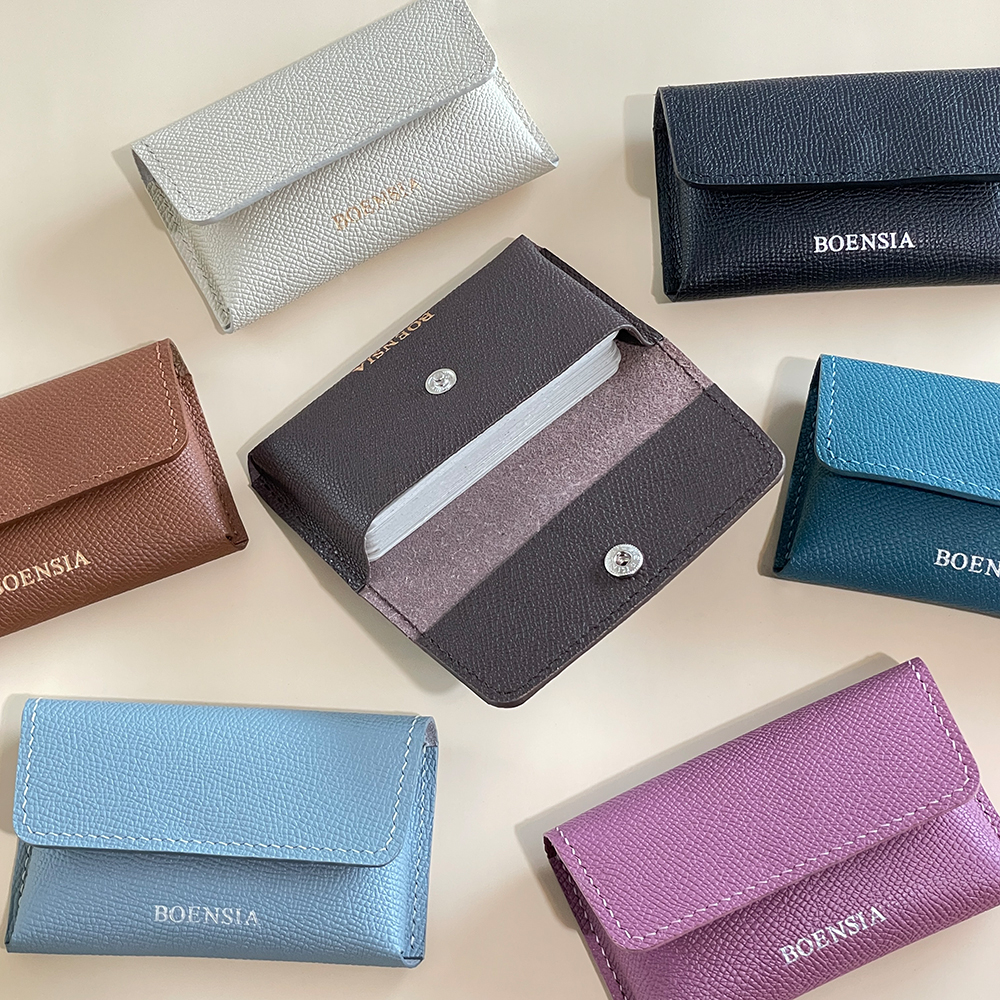 핸드메이드 카드지갑 명함지갑 엡송 가죽 손바느질 수제 이니셜 각인 14color