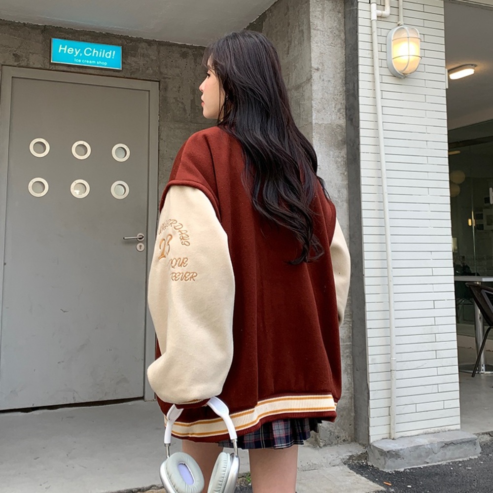 여성 빈티지 빅사이즈 바시티 스테디움 항공 점퍼 잠바 캐주얼 데일리 질좋은 예쁜 4컬러 - 상세 이미지 3