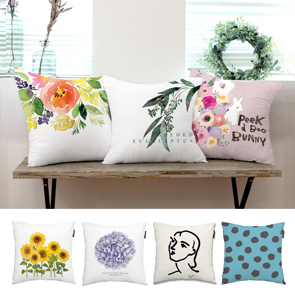 쿠션커버 소파 거실 디자인 북유럽 방석 예쁜 거실 쇼파쿠션 45 102type 그린리브즈b그린 상상후