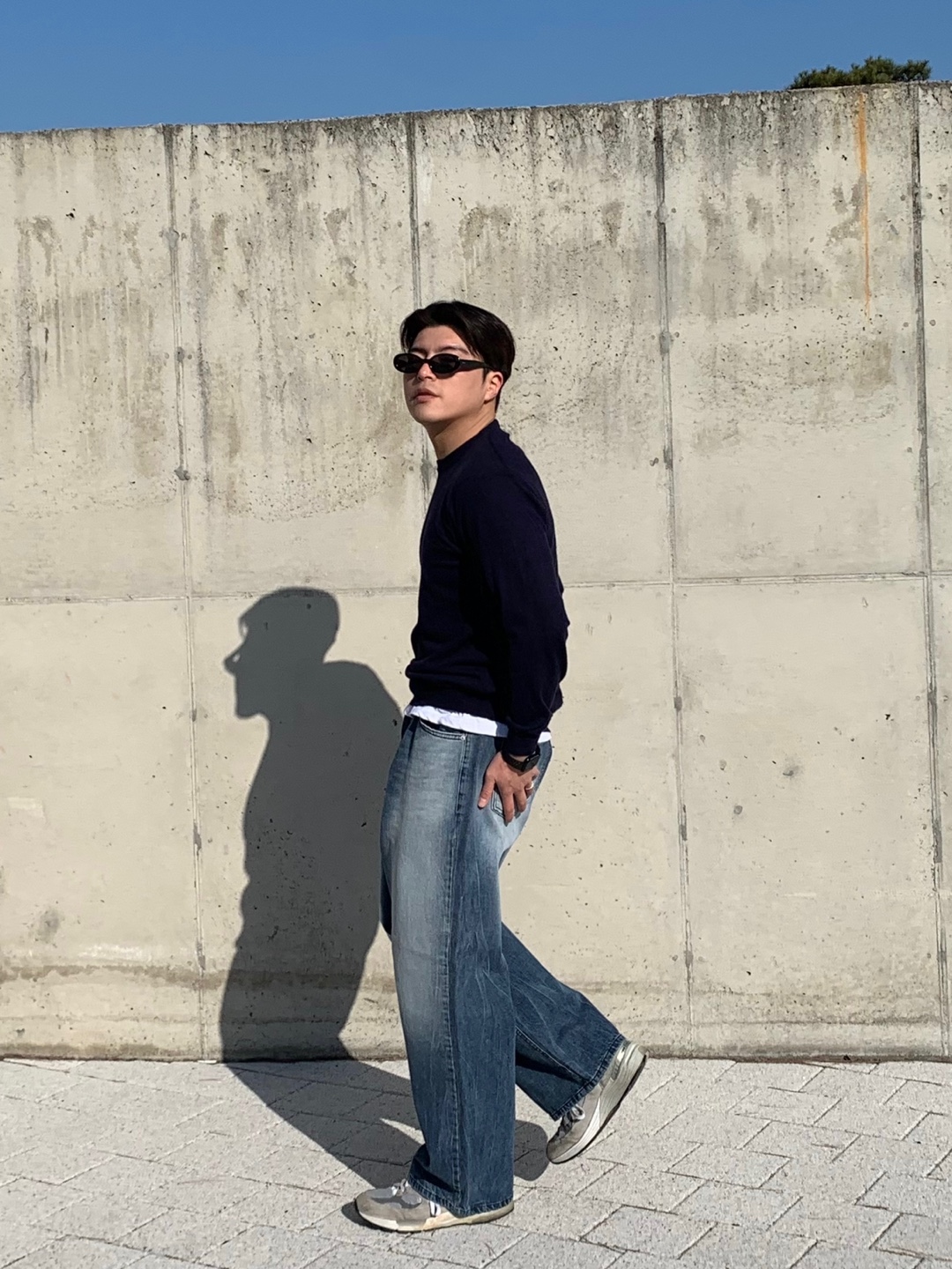 남자부츠컷청바지 시와워싱 세미와이드데님 흑청바지 - 상세 이미지 3