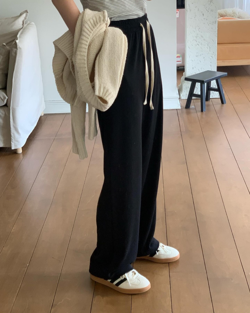 [JINSIM] 재진행 진심 릴렉스 팬츠 밴딩 일자 스판 데일리 바지 (4color)블랙당일 상세 이미지 12