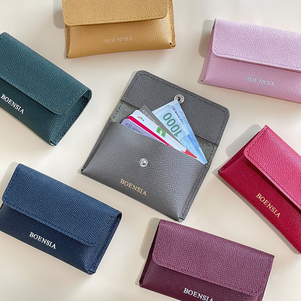 핸드메이드 카드지갑 명함지갑 엡송 가죽 손바느질 수제 이니셜 각인 14color