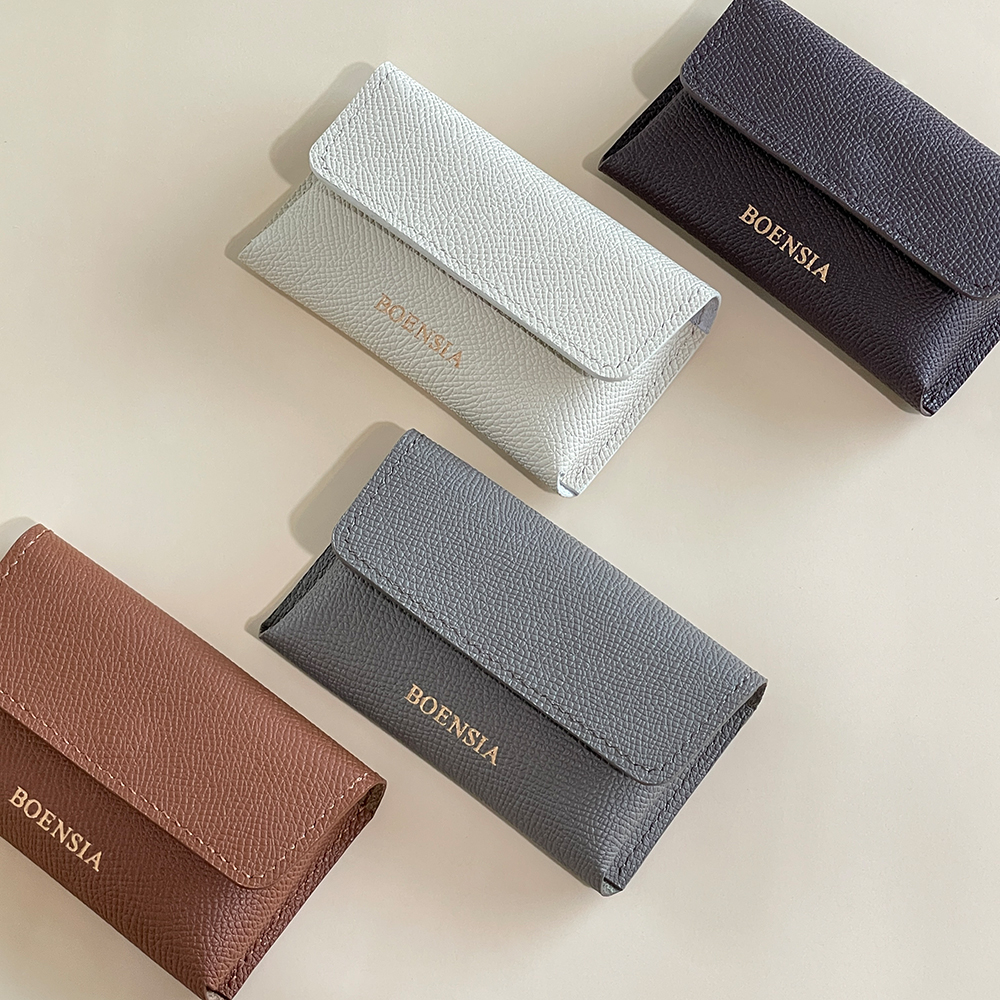 핸드메이드 카드지갑 명함지갑 엡송 가죽 손바느질 수제 이니셜 각인 14color