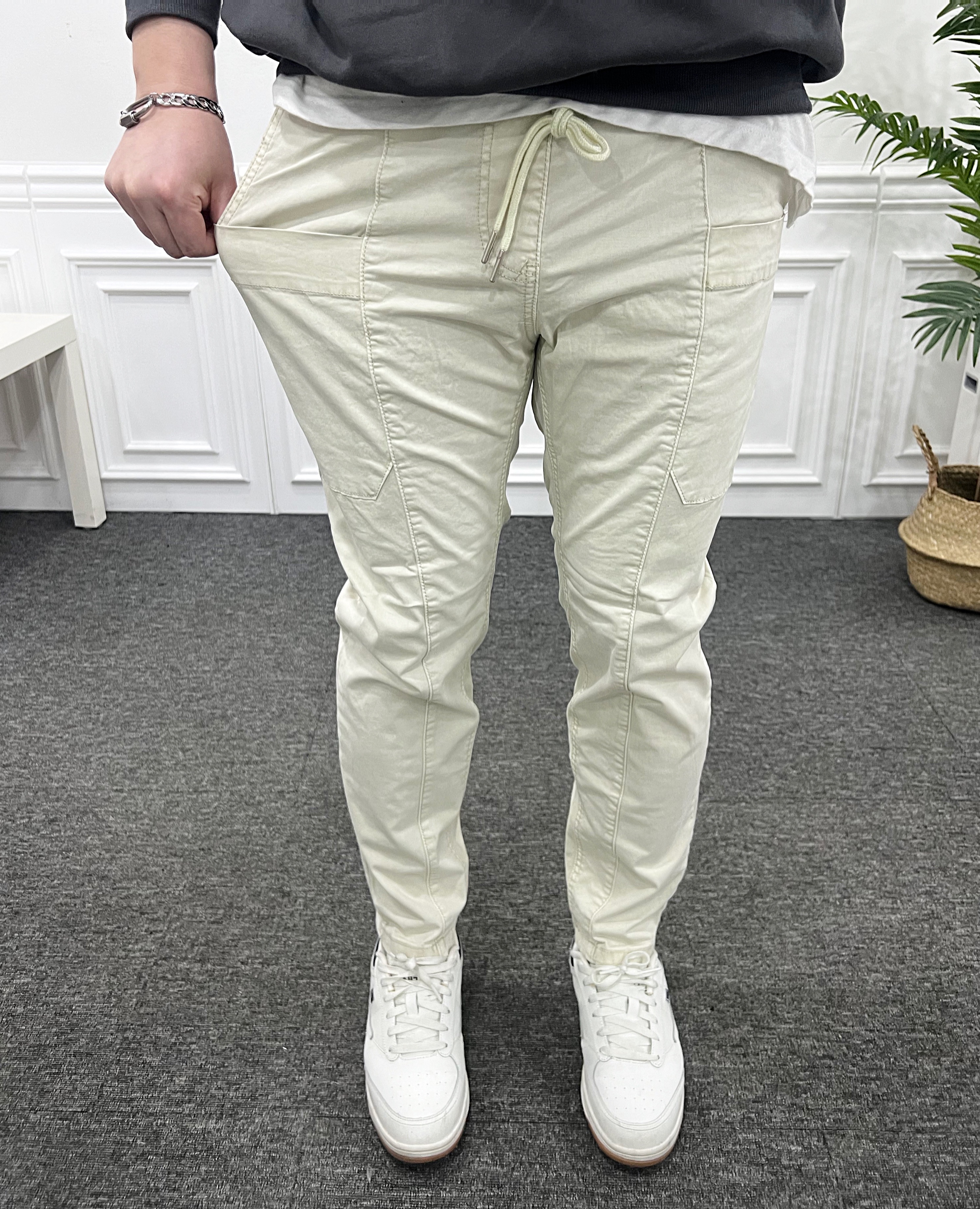 밴딩 피그먼트 앞포켓 절개 워싱 면팬츠 S-3XL 이미지 6
