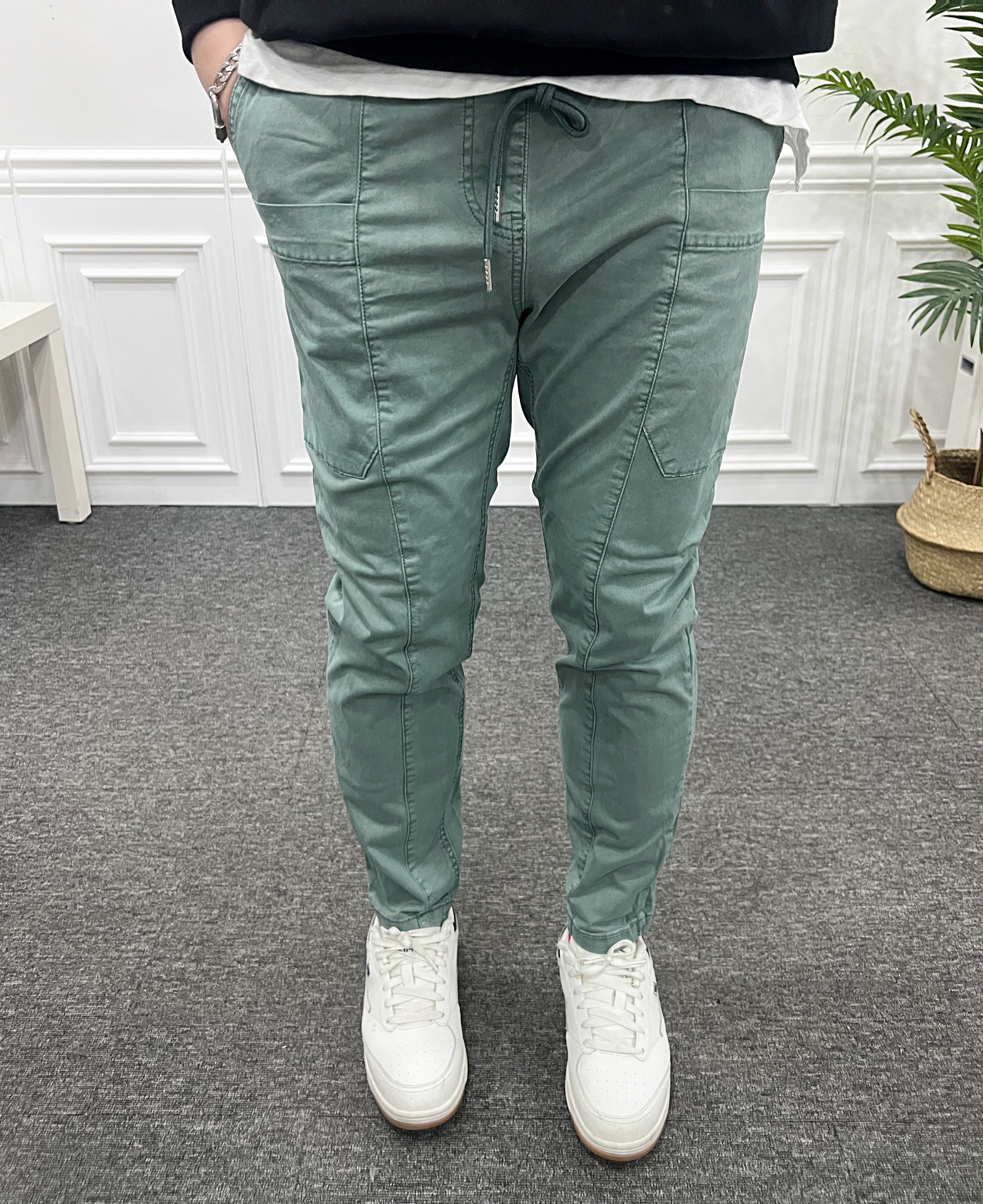 밴딩 피그먼트 앞포켓 절개 워싱 면팬츠 S-3XL 이미지 7