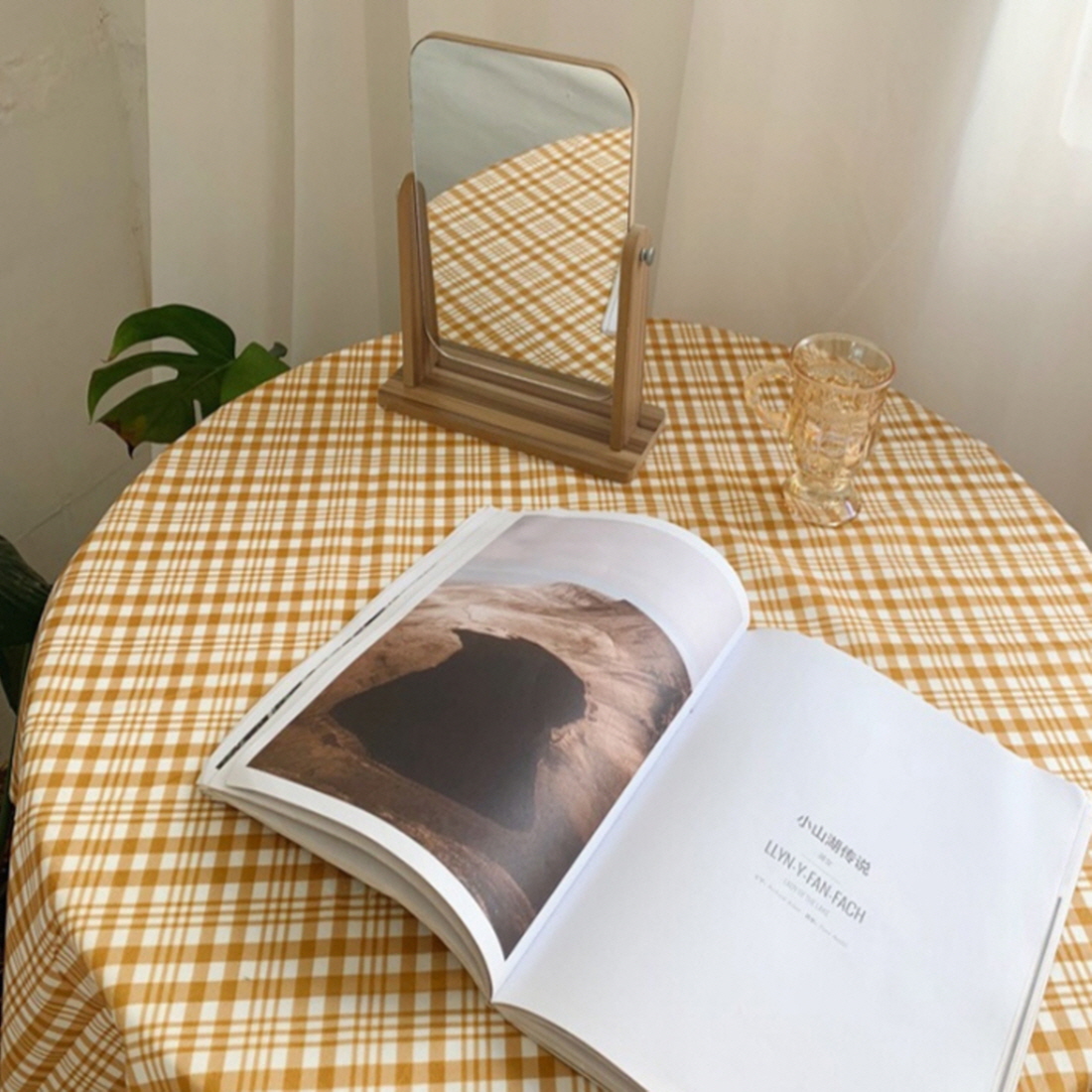 빈티지 체크 감성 테이블보 책상 화장대 협탁 원형 사각 식탁보 캠핑 테이블천 3종