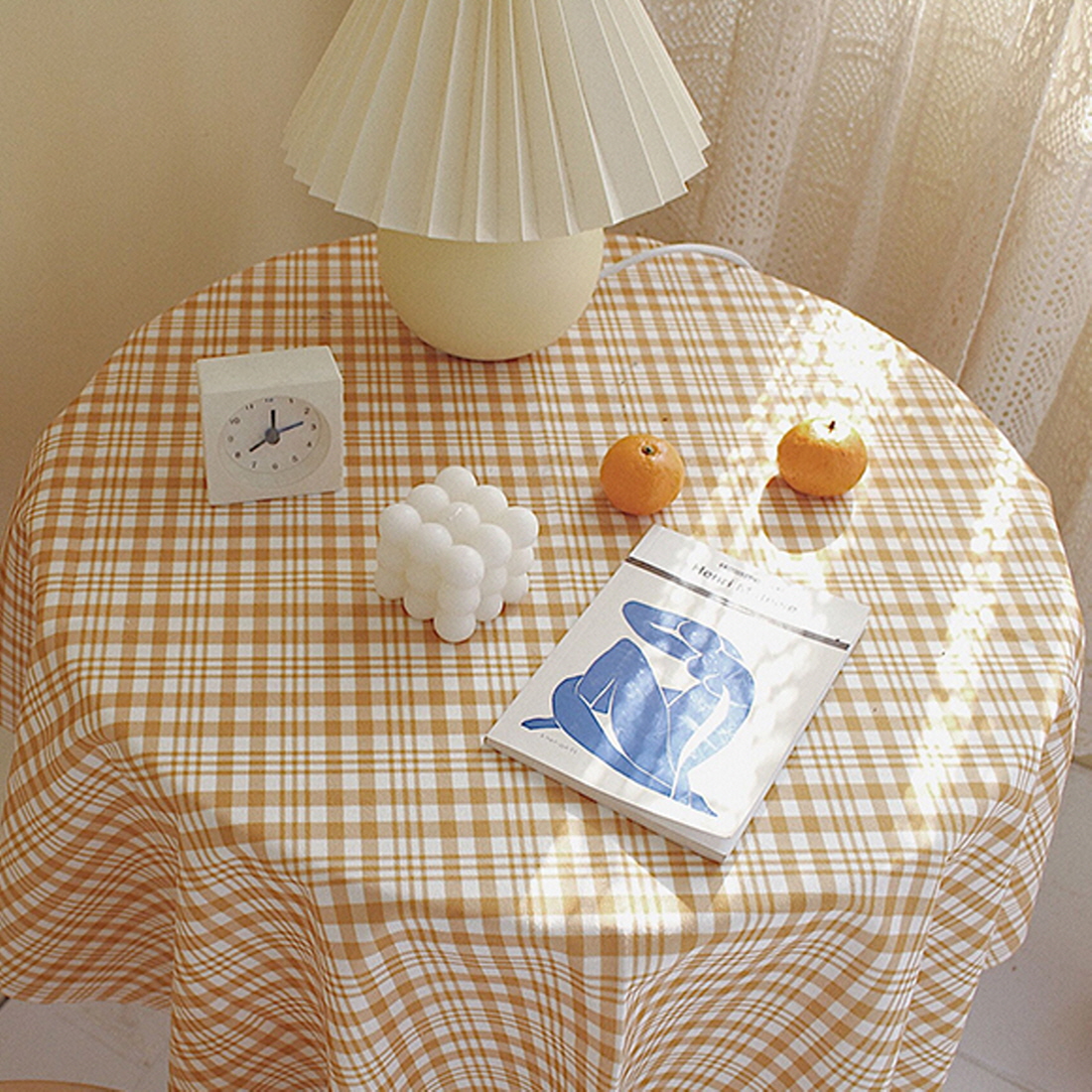 빈티지 체크 감성 테이블보 책상 화장대 협탁 원형 사각 식탁보 캠핑 테이블천 3종