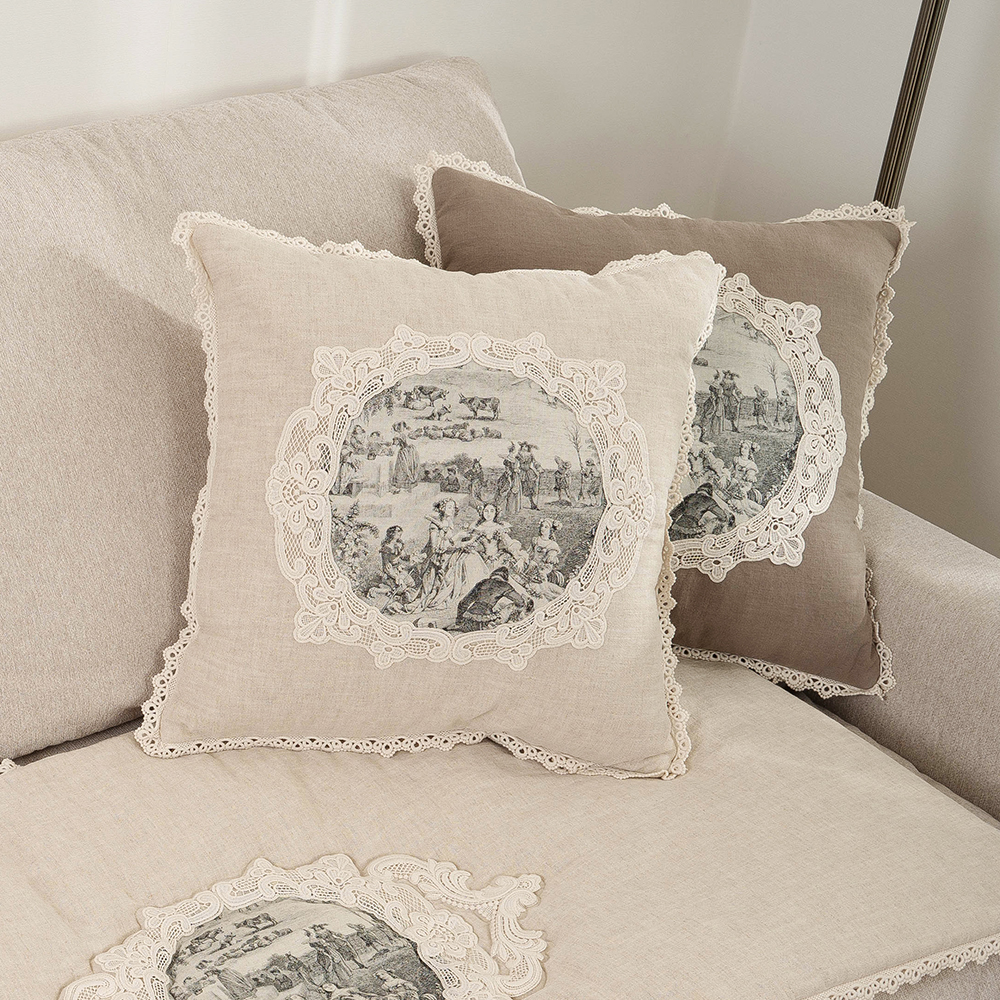 마벨로제 루시앙 뜨왈 린넨 사각 침대 쿠션커버 쇼파 쿠션 40x40