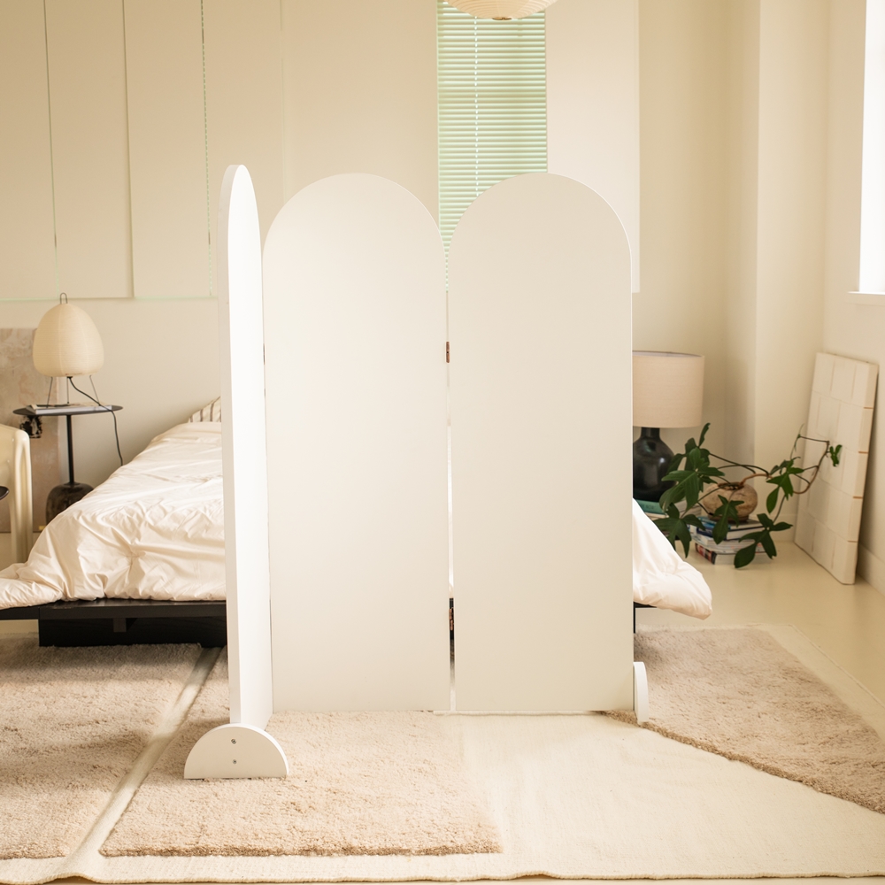 루나룸 안방 아치형 가벽 원룸 공간분리 라운드 무타공 가벽 침대 파티션