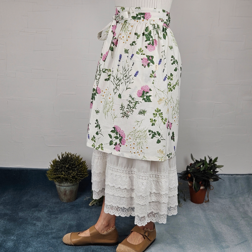 [허리앞치마] 린넨 방수 카페 공방 하프에이프런 허브 홈수니