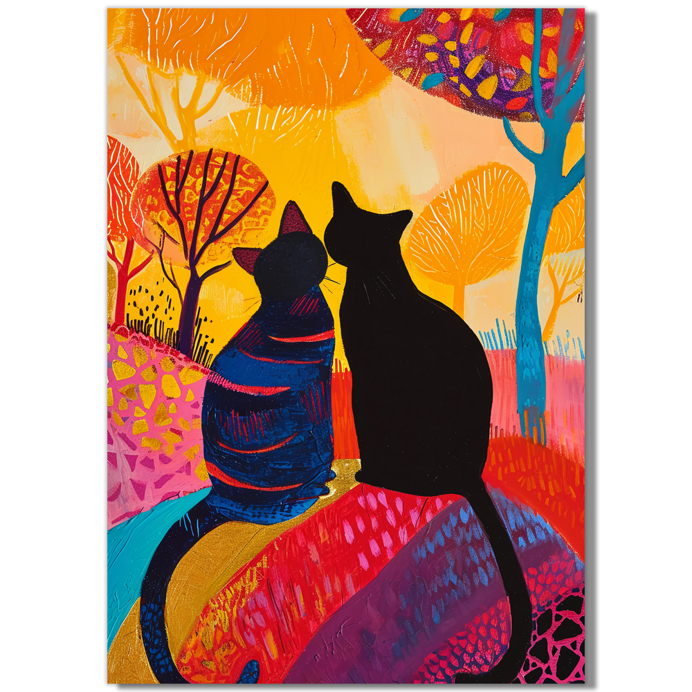 꽃과고양이 80cm x 80cm 무광화이트 알루미늄액자 고양이그림 - 상세 이미지 5