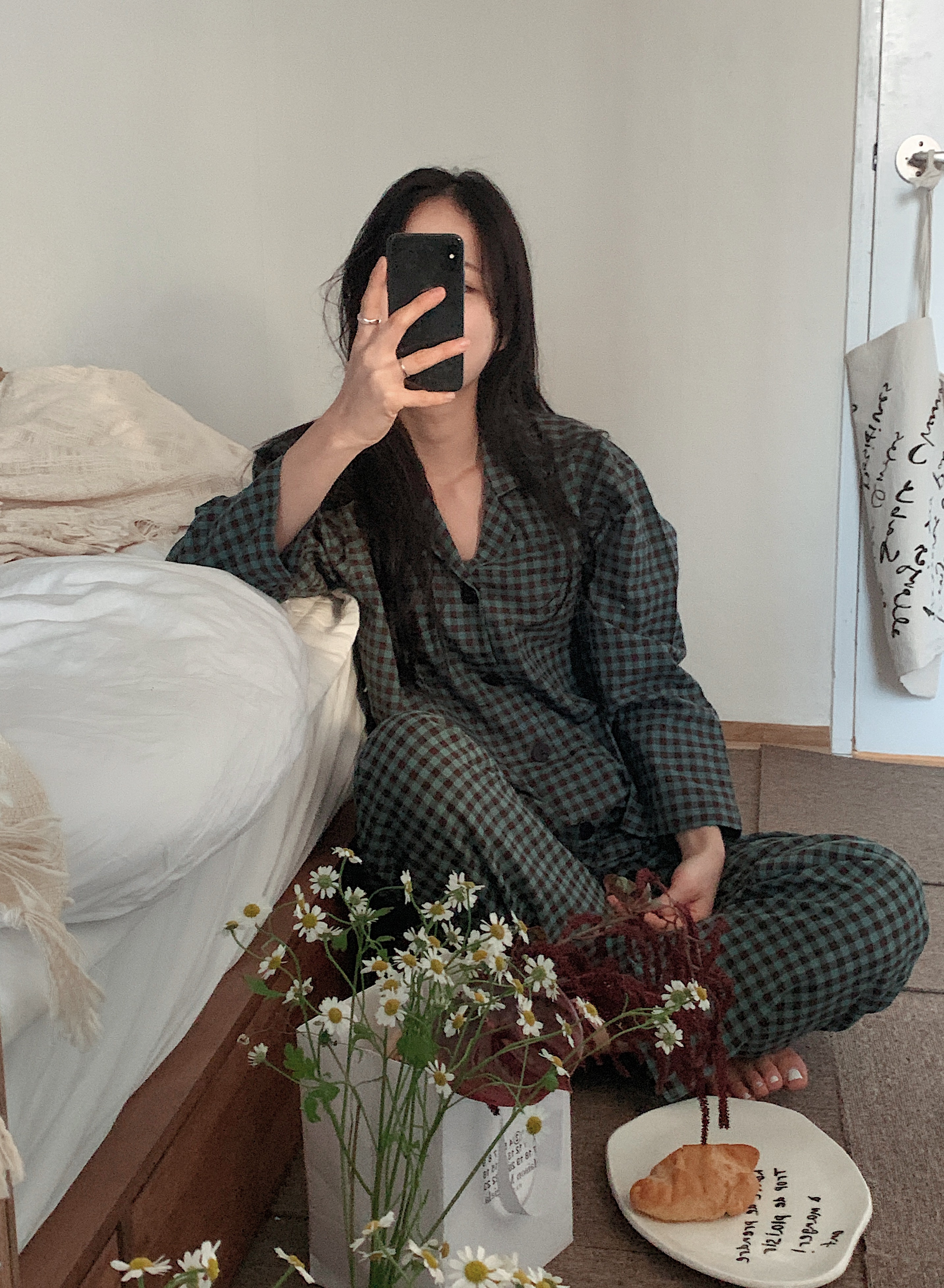 국산 2XL 3XL 임산부 체크 빅사이즈 커플잠옷 이미지 4