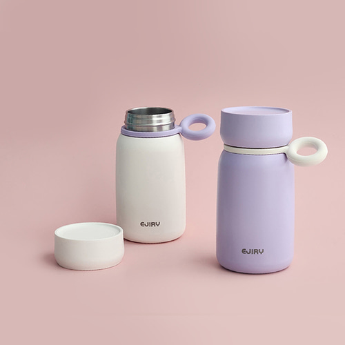각인텀블러 휴대용손잡이 보온병 퍼플 아이보리 보온보냉통330ml 460ml - 상세 이미지 5
