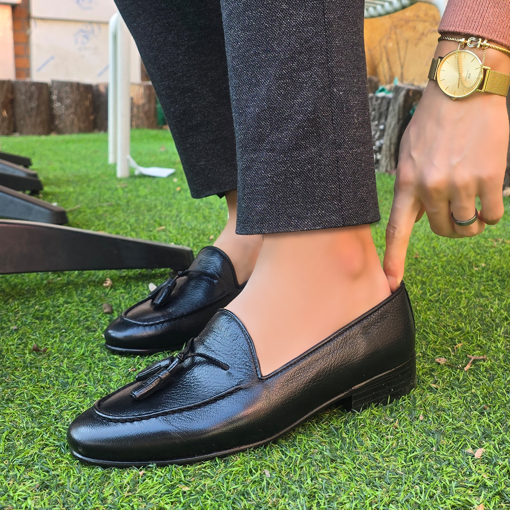 천연소가죽 남성 엠보 태슬로퍼 handmade 웨딩촬영 구두