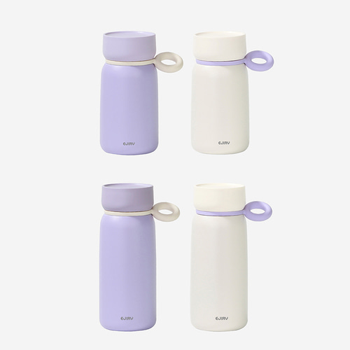 각인텀블러 휴대용손잡이 보온병 퍼플 아이보리 보온보냉통330ml 460ml - 상세 이미지 2