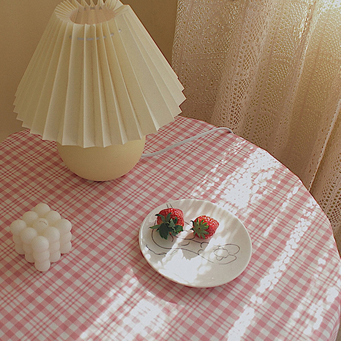 빈티지 체크 감성 테이블보 책상 화장대 협탁 원형 사각 식탁보 캠핑 테이블천 3종