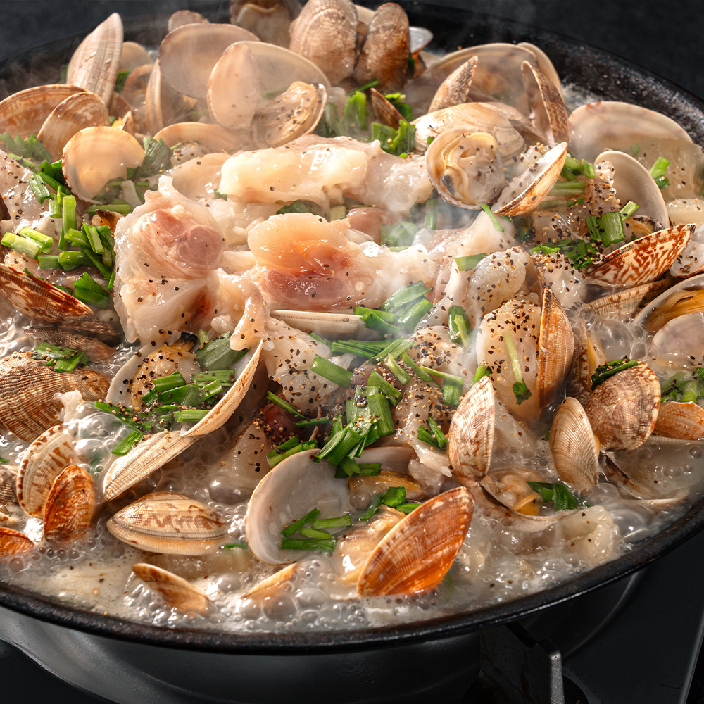 캠핑음식 요리 스지 바지락 전골 밀키트