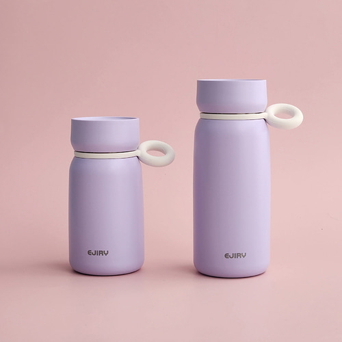 각인텀블러 휴대용손잡이 보온병 퍼플 아이보리 보온보냉통330ml 460ml - 상세 이미지 3