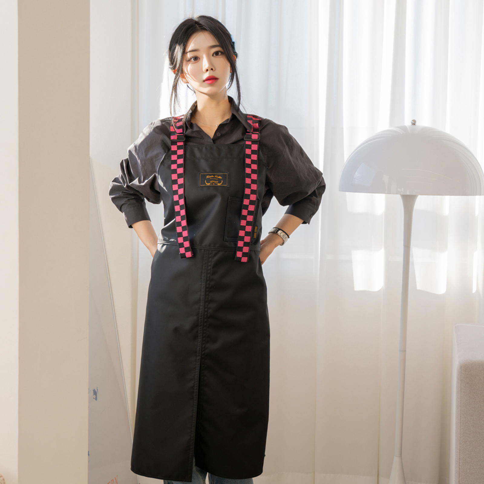 반츠 핑크 스트랩 미용 앞치마 방수앞치마