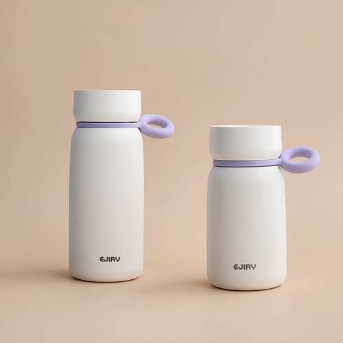 각인텀블러 휴대용손잡이 보온병 퍼플 아이보리 보온보냉통330ml 460ml - 상세 이미지 4