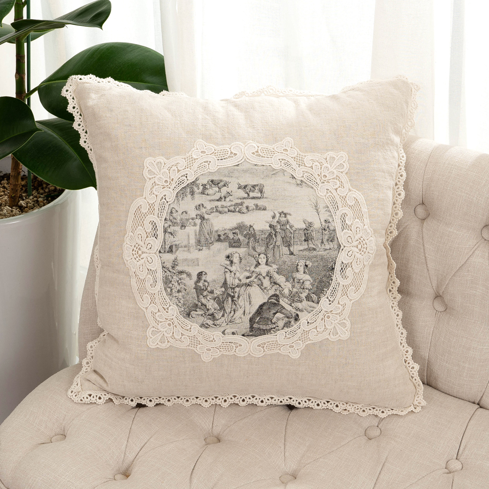 마벨로제 루시앙 뜨왈 린넨 사각 침대 쿠션커버 쇼파 쿠션 40x40