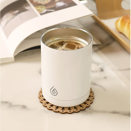 화이트머그350ml 손잡이텀블러 보온 보냉 물병 개인 물잔 스텐리스 커피잔 각인 인쇄 - 상세 이미지 3