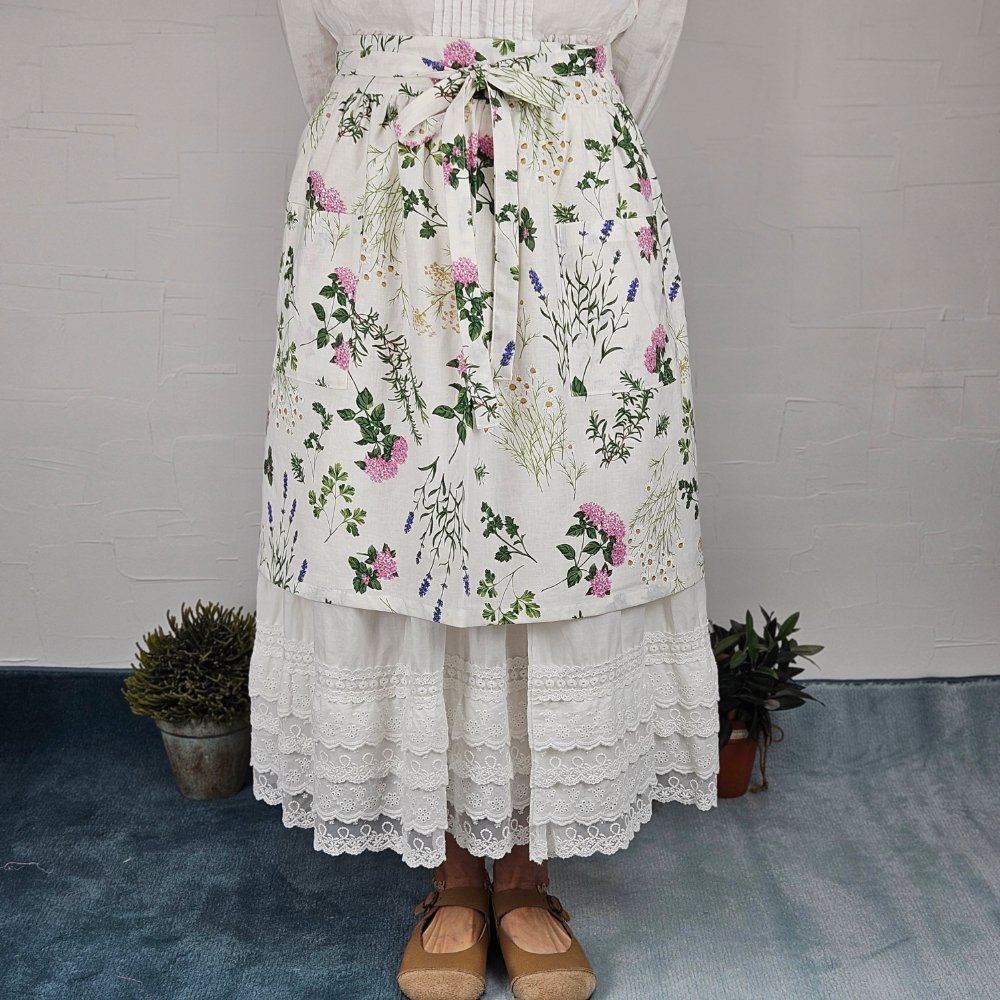 [허리앞치마] 린넨 방수 카페 공방 하프에이프런 허브 홈수니