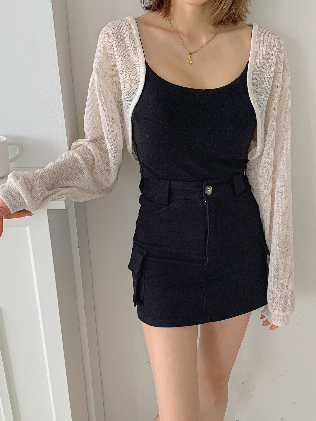데일리즈 린넨가디건 크롭볼레로 숏가디건 여리핏 여름긴팔 자체체작 - 상세 이미지 3