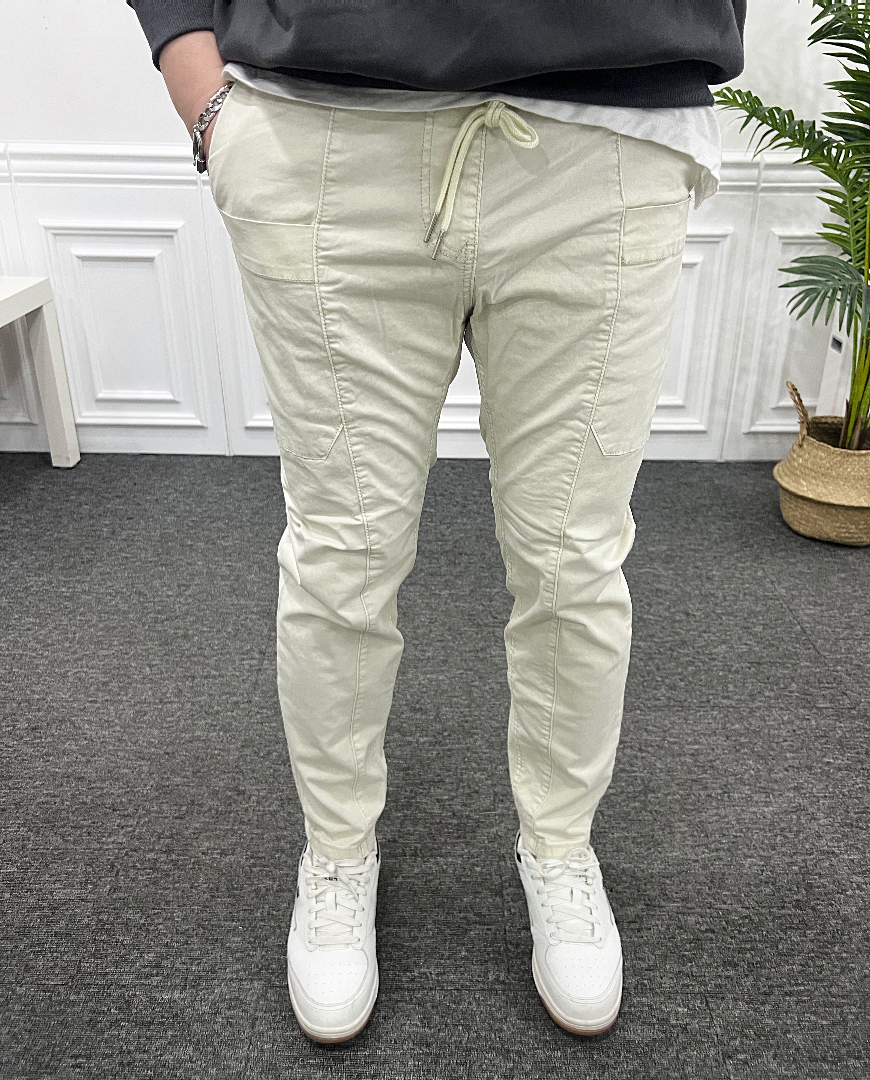 밴딩 피그먼트 앞포켓 절개 워싱 면팬츠 S-3XL - 상세 이미지 2
