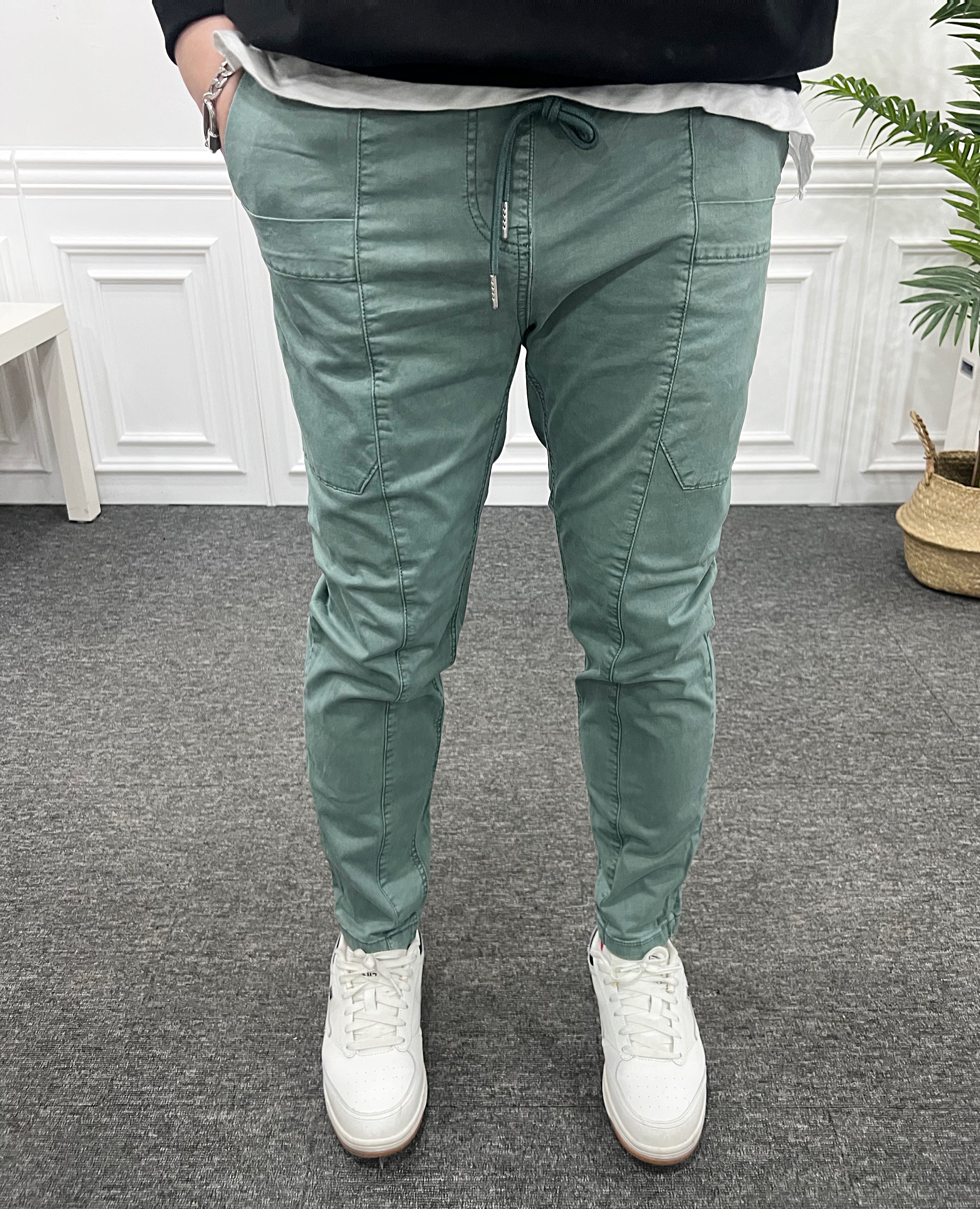 밴딩 피그먼트 앞포켓 절개 워싱 면팬츠 S-3XL - 상세 이미지 3