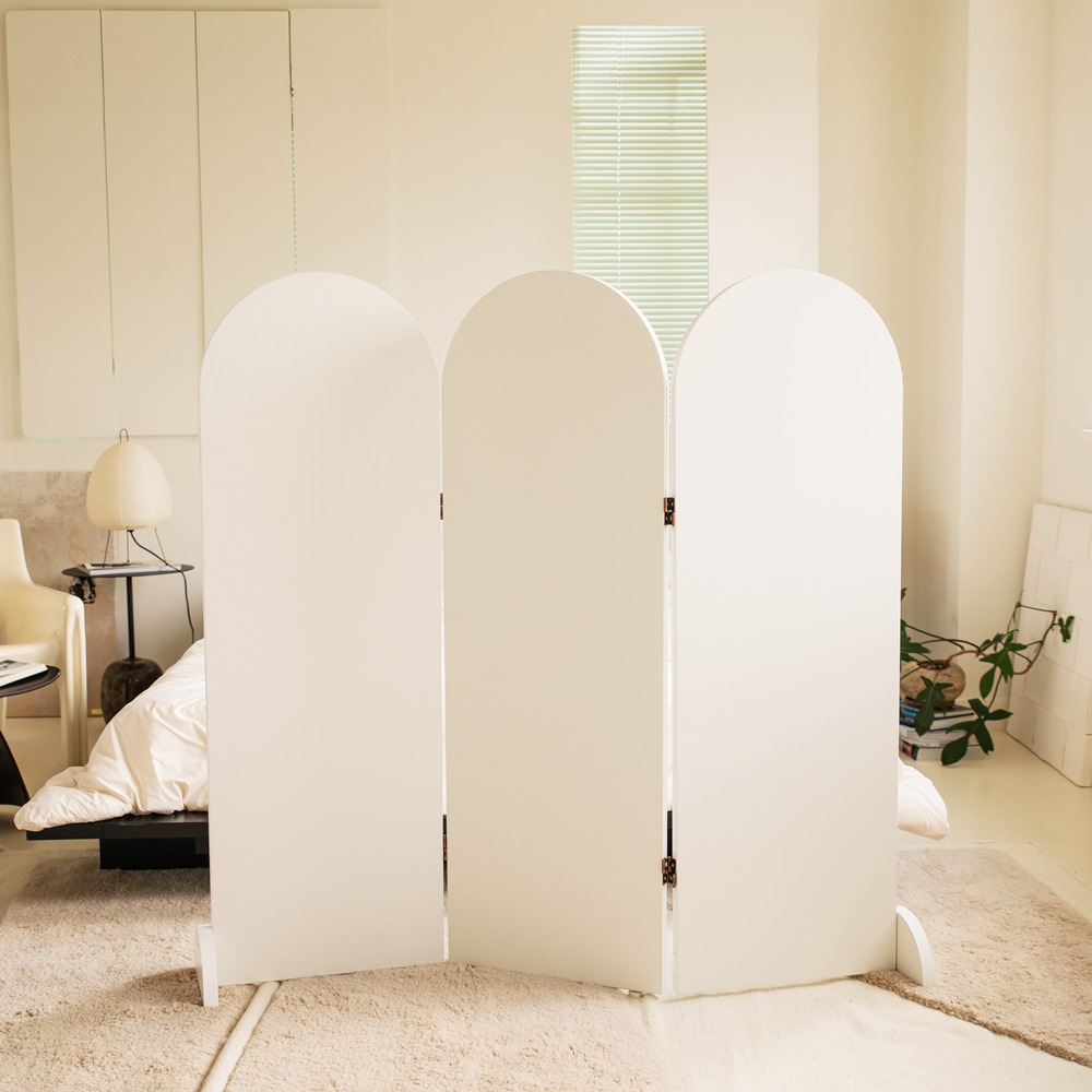 루나룸 안방 아치형 가벽 원룸 공간분리 라운드 무타공 가벽 침대 파티션