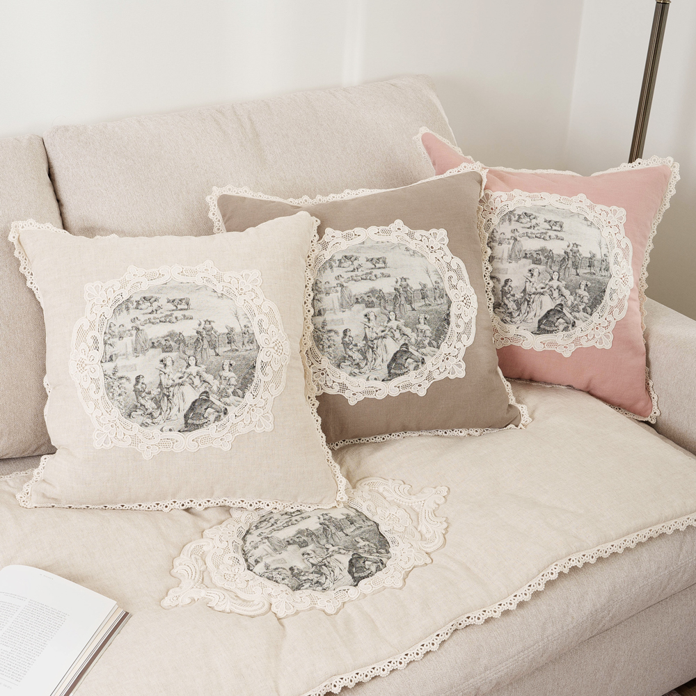 마벨로제 루시앙 뜨왈 린넨 사각 침대 쿠션커버 쇼파 쿠션 40x40