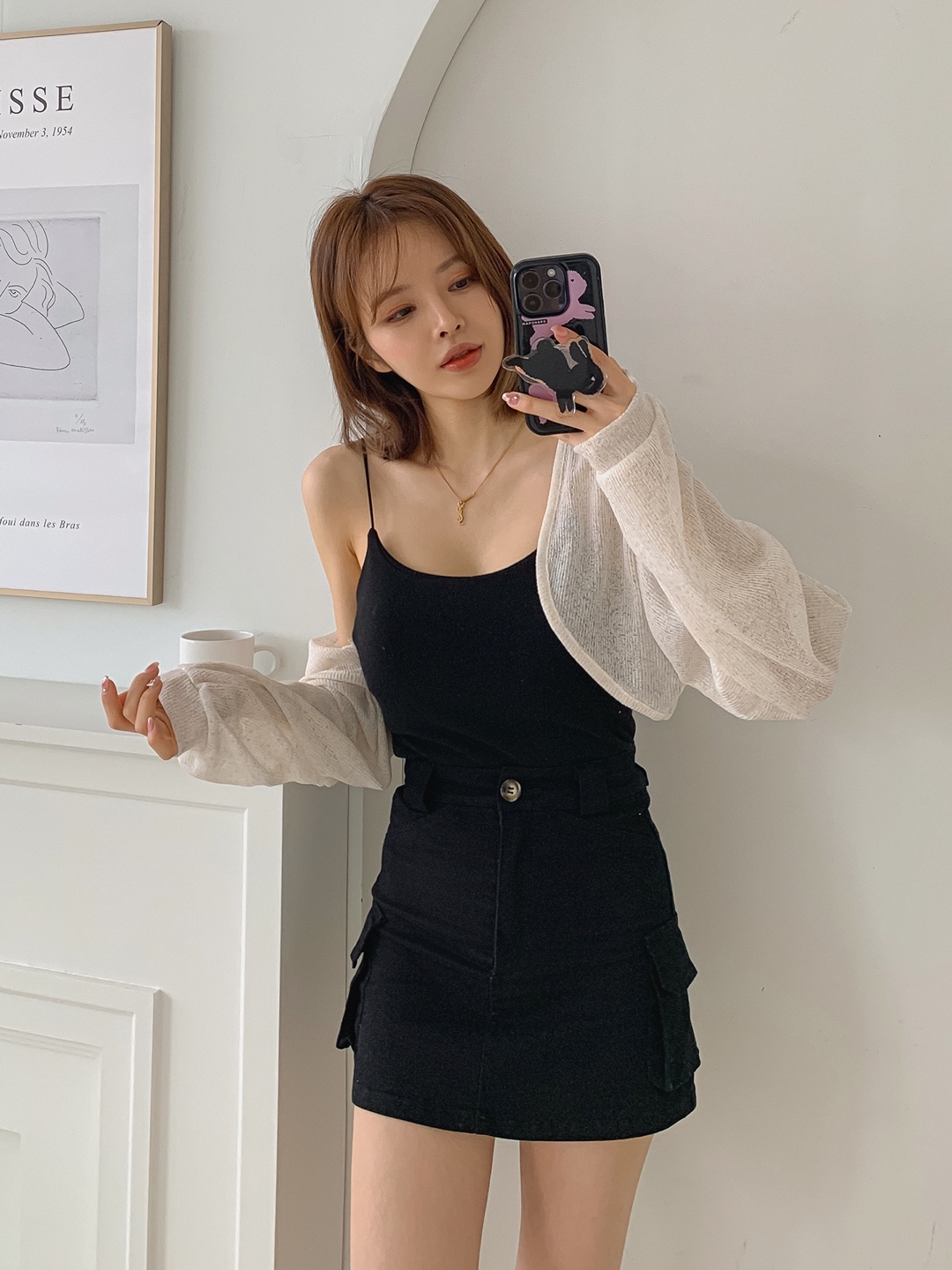 데일리즈 린넨가디건 크롭볼레로 숏가디건 여리핏 여름긴팔 자체체작 - 상품 이미지