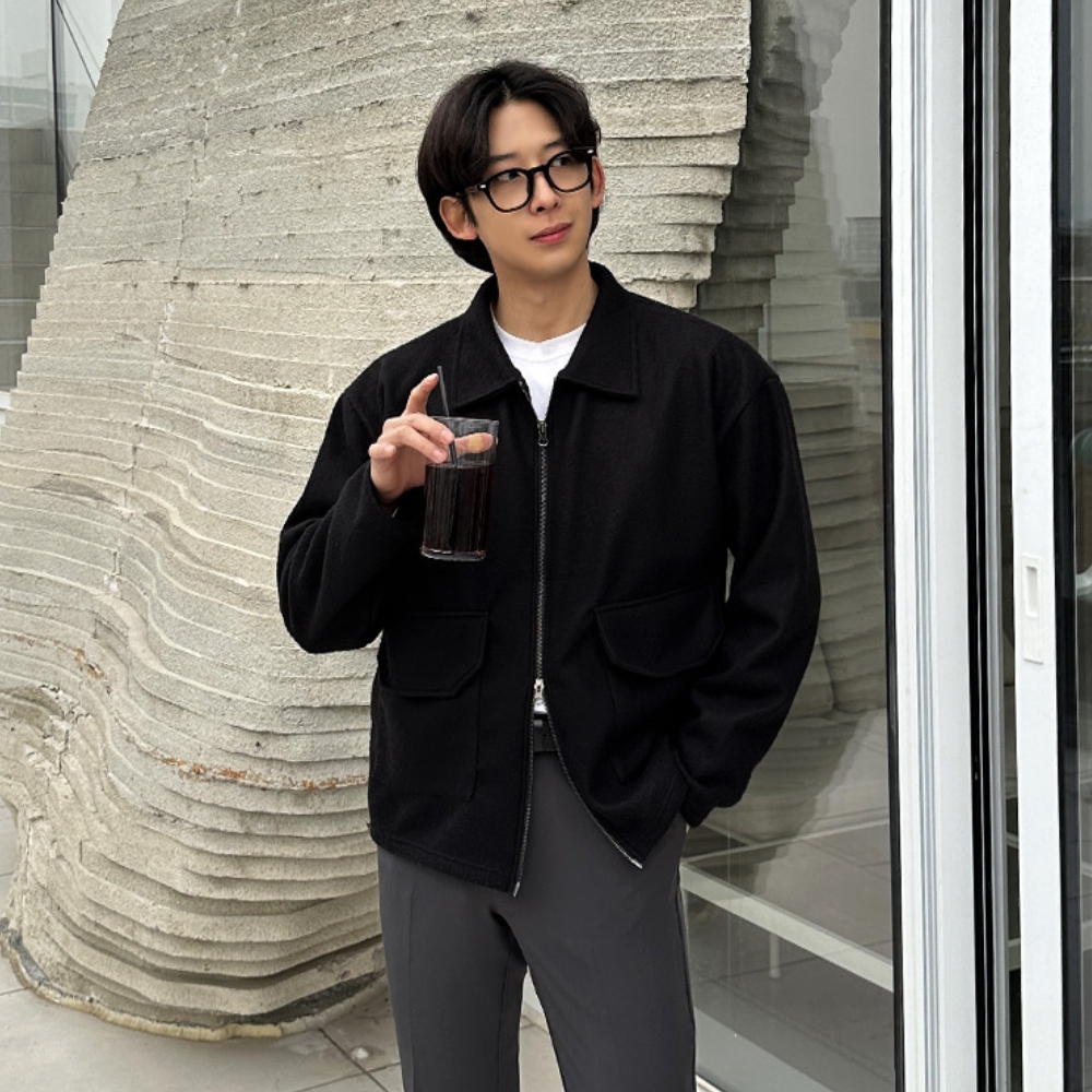 남자 스토 오버핏 봄 가을 간절기 투웨이 피치 카라 자켓 - 상세 이미지 3
