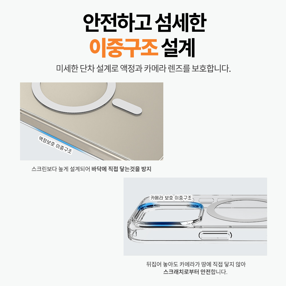 랩씨 변색 방지 맥세이프 케이스 2배 최강 자력 클리어 커버 C-Plus 투명, 아이폰15 프로 맥스 - 상세 이미지 5