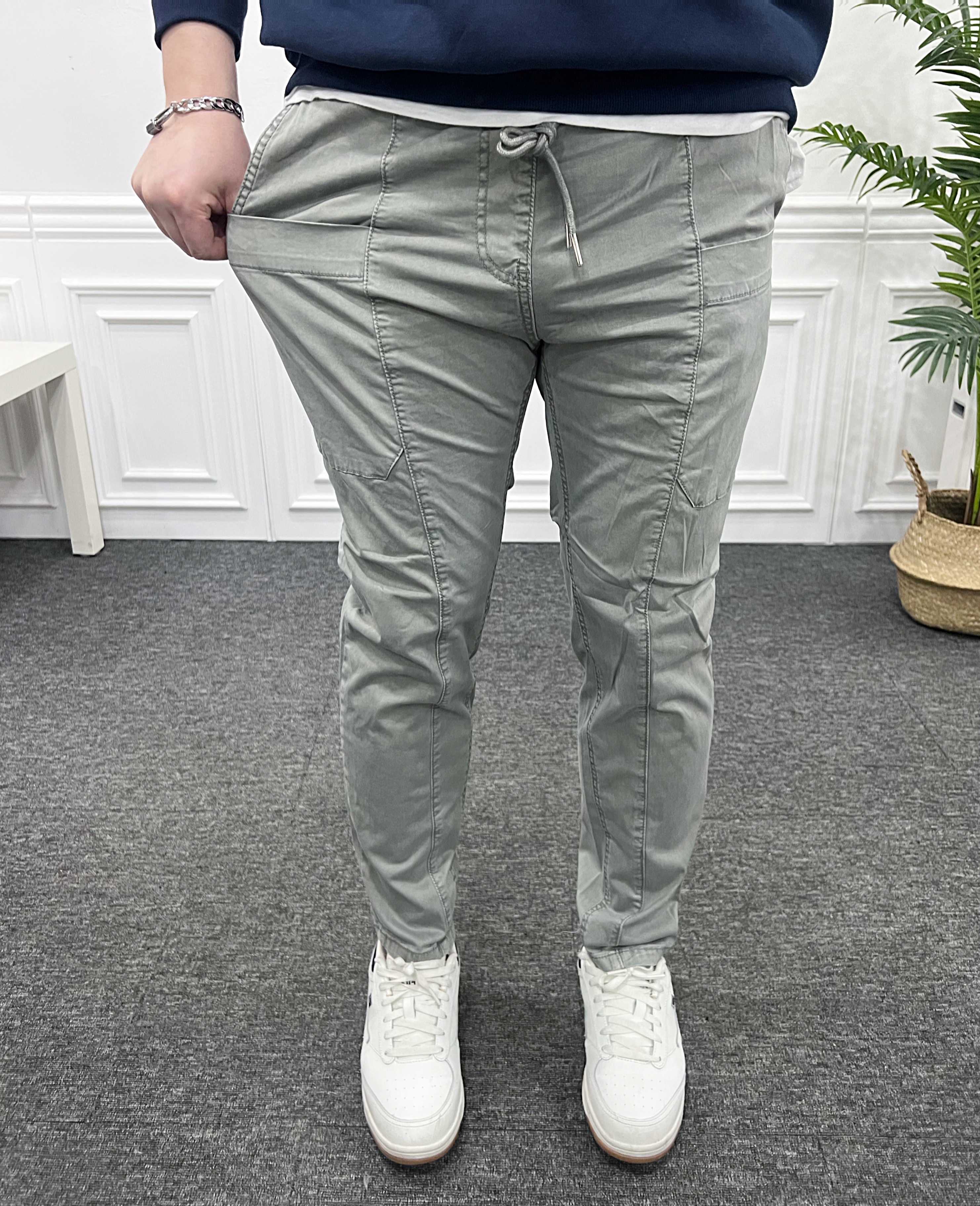 밴딩 피그먼트 앞포켓 절개 워싱 면팬츠 S-3XL - 상세 이미지 5