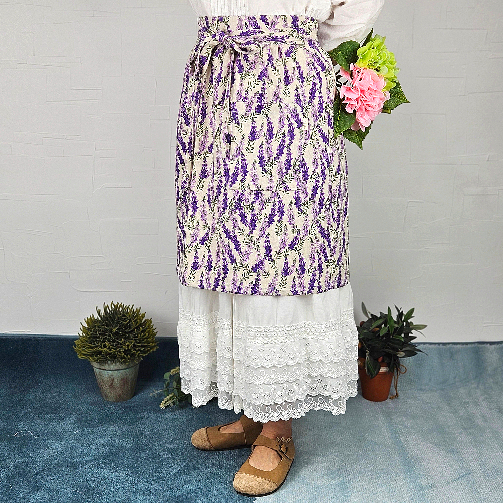 [허리앞치마] 린넨 방수 카페 공방 하프에이프런 라벤더 홈수니